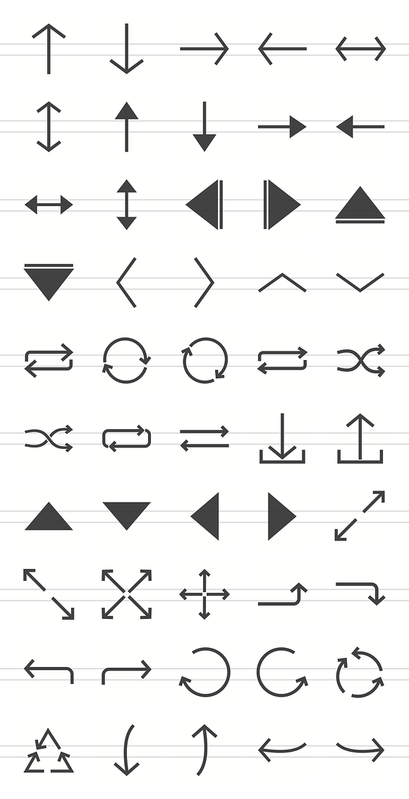 50 Arrows Glyph Icons in Graphics - product preview 1