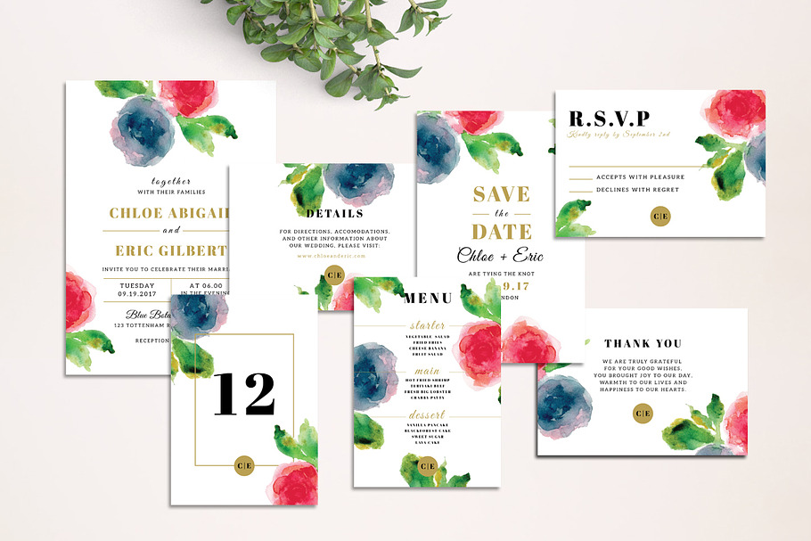Flowery - Wedding Invitation Suite in Wedding Templates - product preview 8