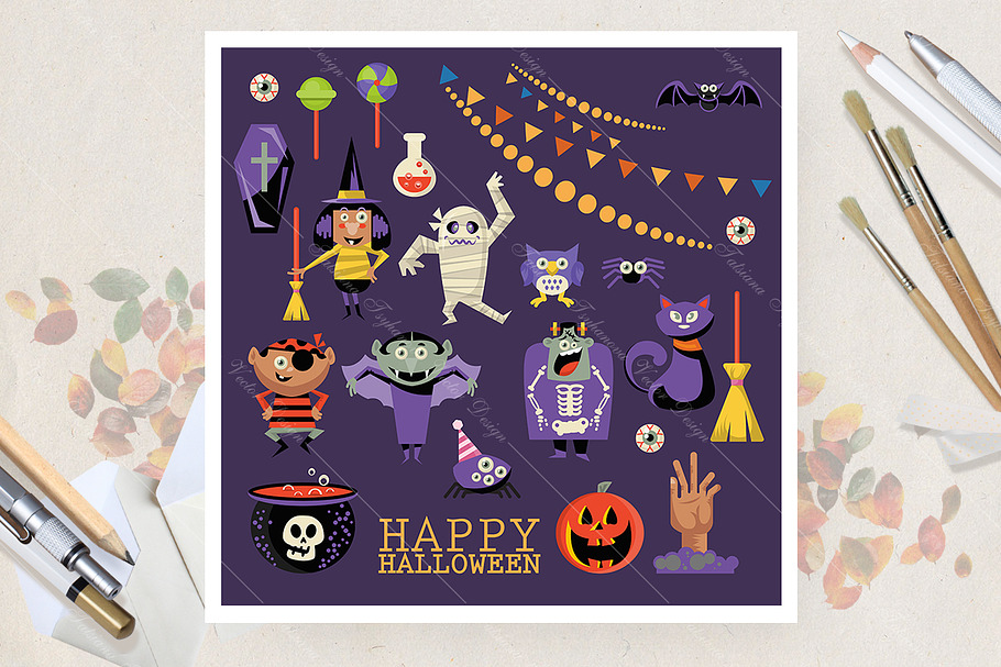 Happy Halloween vector card in Illustrations - product preview 8
