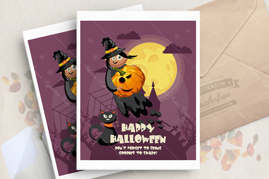 Happy Halloween vector card in Illustrations - product preview 8