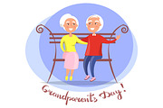 Grandparents Day Senior Couple on Bench Vector
