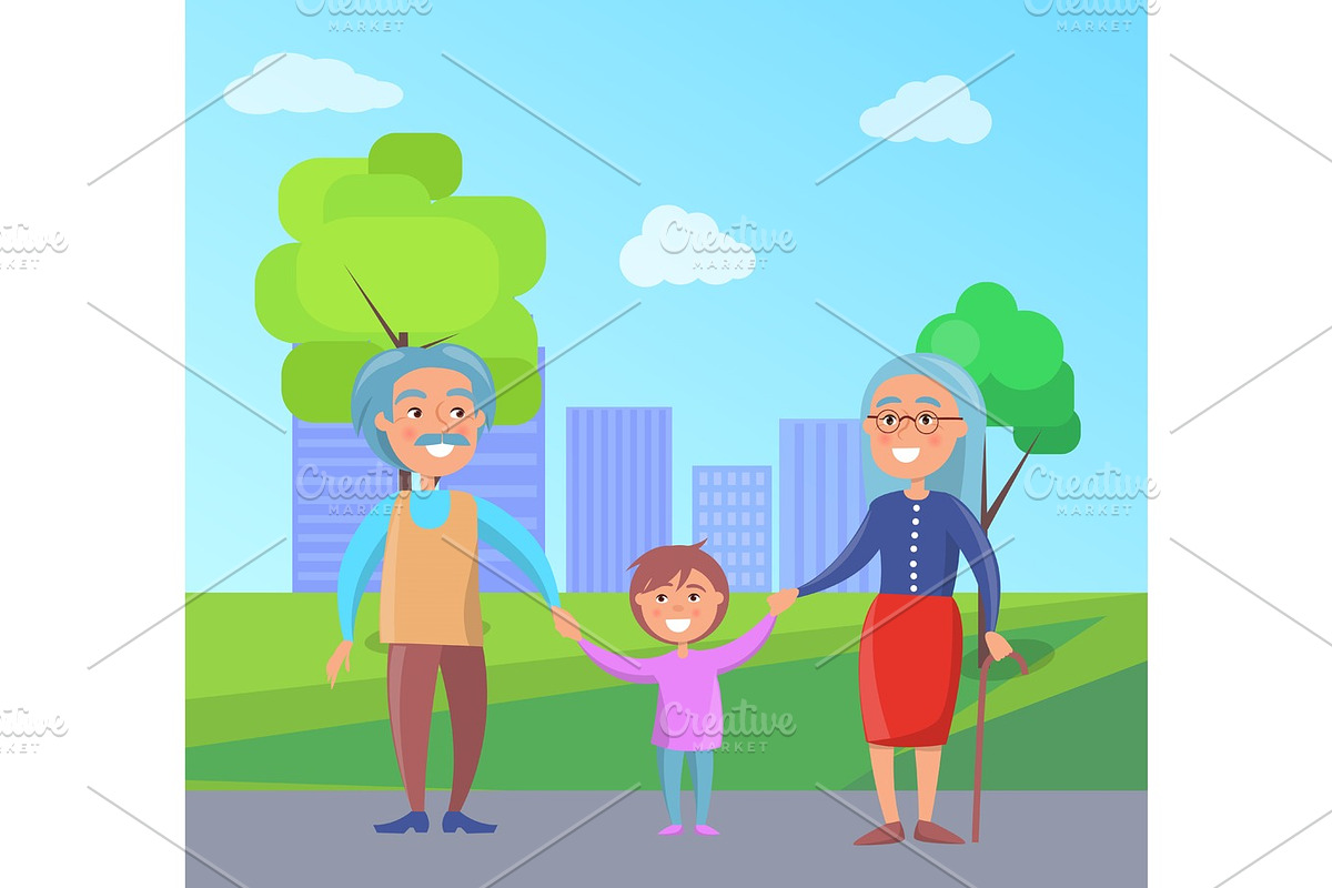 Happy Grandparents Day Senior Couple with Grandson in Objects - product preview 8