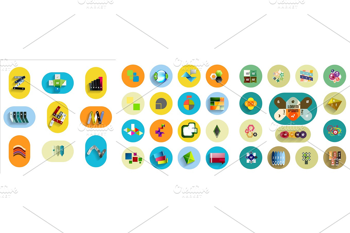 Round icons with geometric infographic templates in Objects - product preview 8
