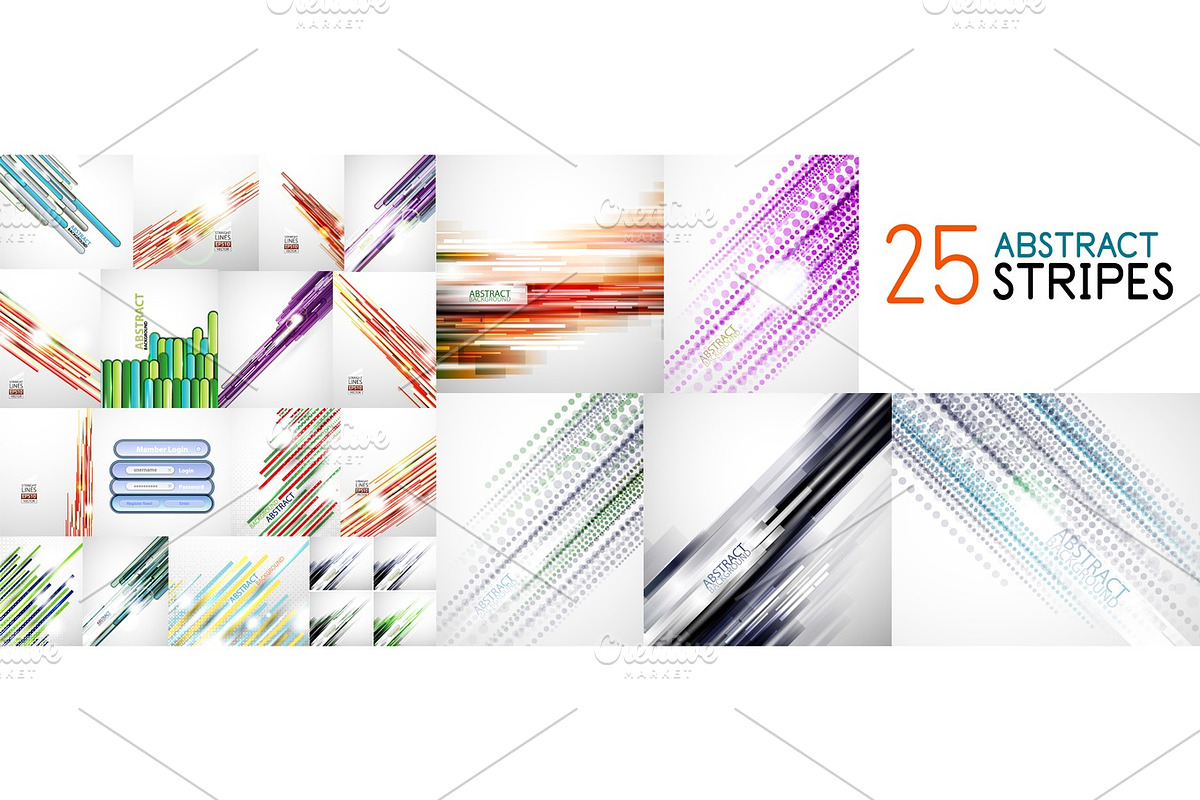 Abstract line background set, mega collection in Textures - product preview 8