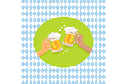 Friends Drinking Beer Shown on Vector Illustration