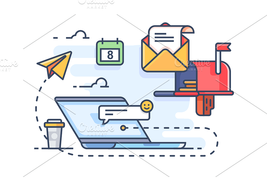 Mail marketing mailing to e-mail in Illustrations - product preview 8