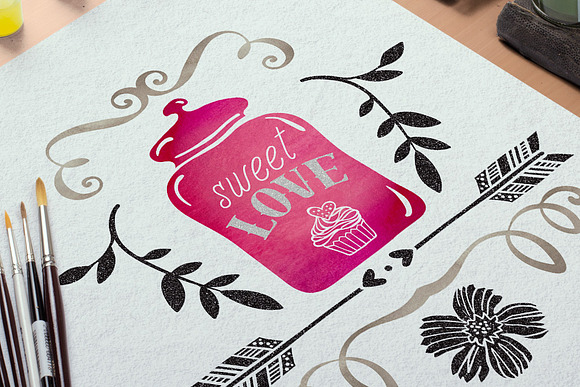 Hand Drawn Romantic Decoration Pack in Illustrations - product preview 2