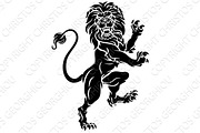 Heraldic Lion Standing Rampant Crest Coat of Arms
