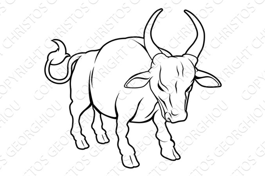 Stylised ox illustration in Illustrations - product preview 8