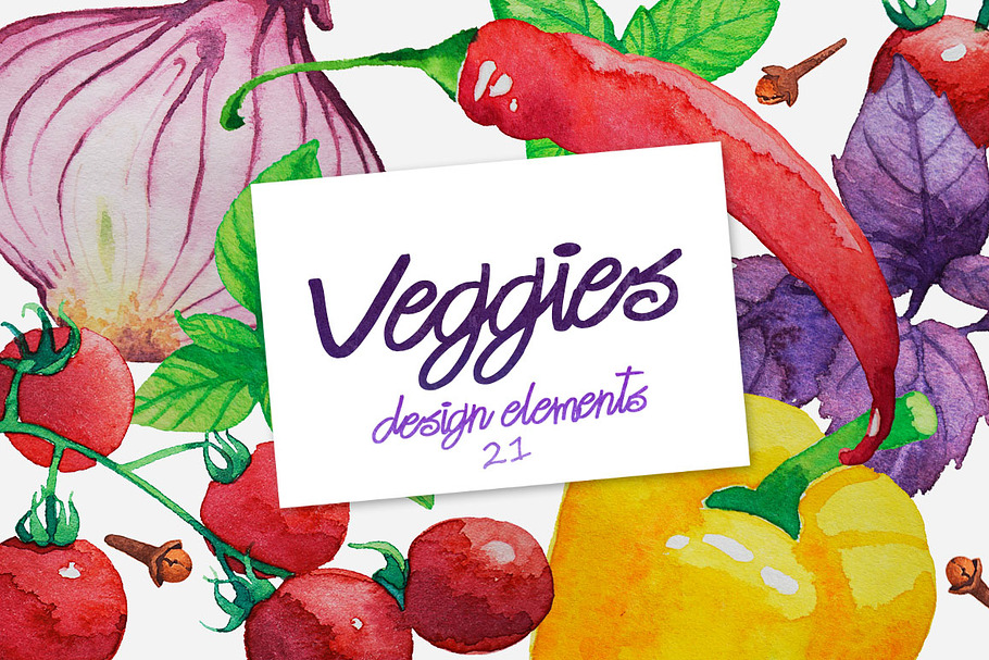 Watercolor Vegetables.
