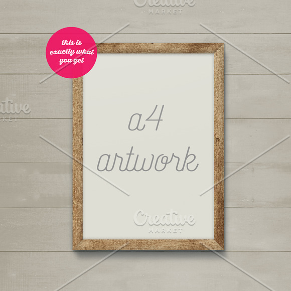 Frame Mockup on Wooden Planks Wall in Print Mockups - product preview 1