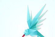 Origami hummingbird with flower
