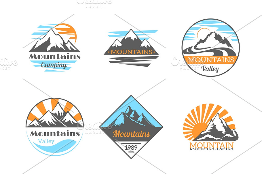 Mountains vector logo set in Logo Icons - product preview 8