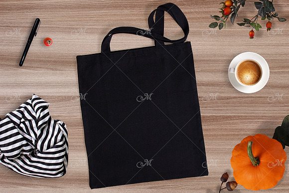 Black Tote Bag Mockup. PSD+JPEG in Product Mockups - product preview 1