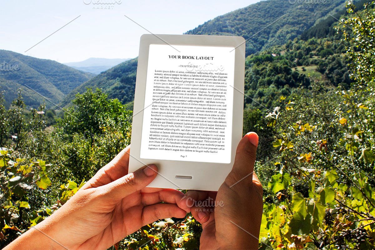 E-Book Reader, MockUp, Outdoor in Product Mockups - product preview 8