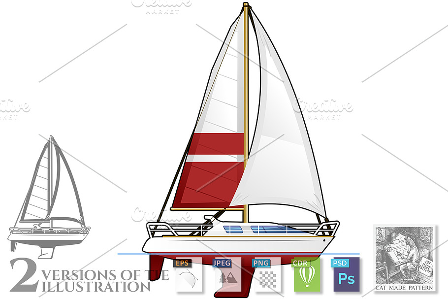 Illustration of Sailing yacht in Illustrations - product preview 8