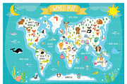 Animal World Map for Kids