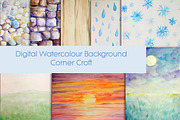 Watercolor Nature Background Set1