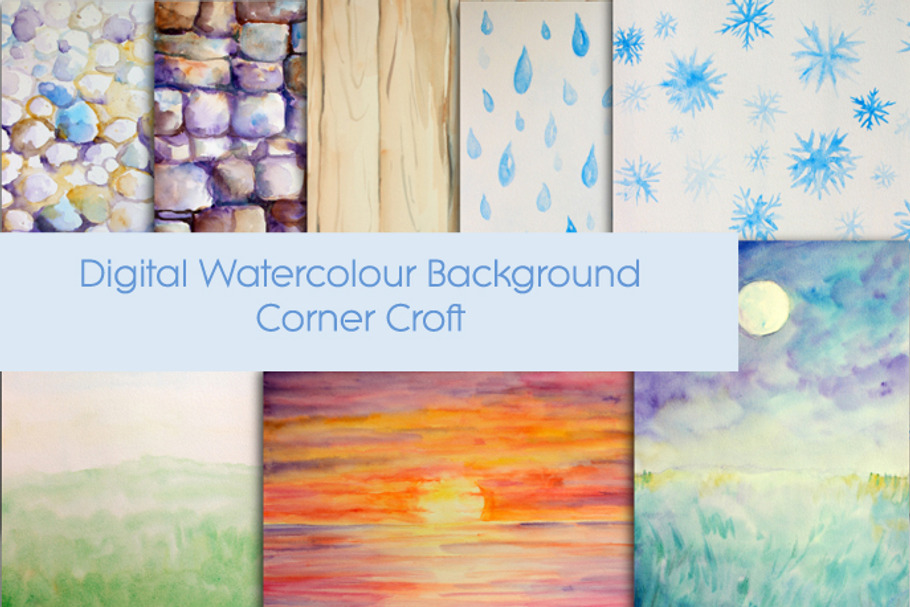 Watercolor Nature Background Set1 in Textures - product preview 8