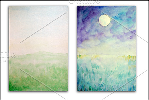 Watercolor Nature Background Set1 in Textures - product preview 2