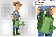 3D Farmer Holding Watering Can