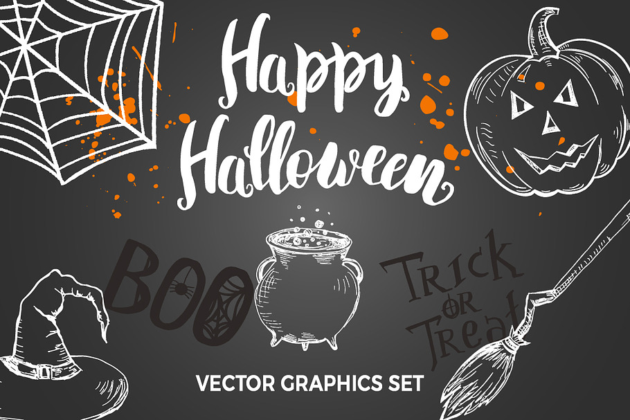 Happy halloween vector set