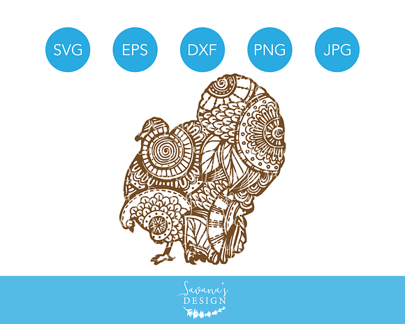 Zentangle Turkey Mandala SVG File in Illustrations - product preview 1