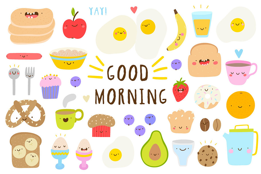 Breakfast - Cute food characters in Illustrations - product preview 8