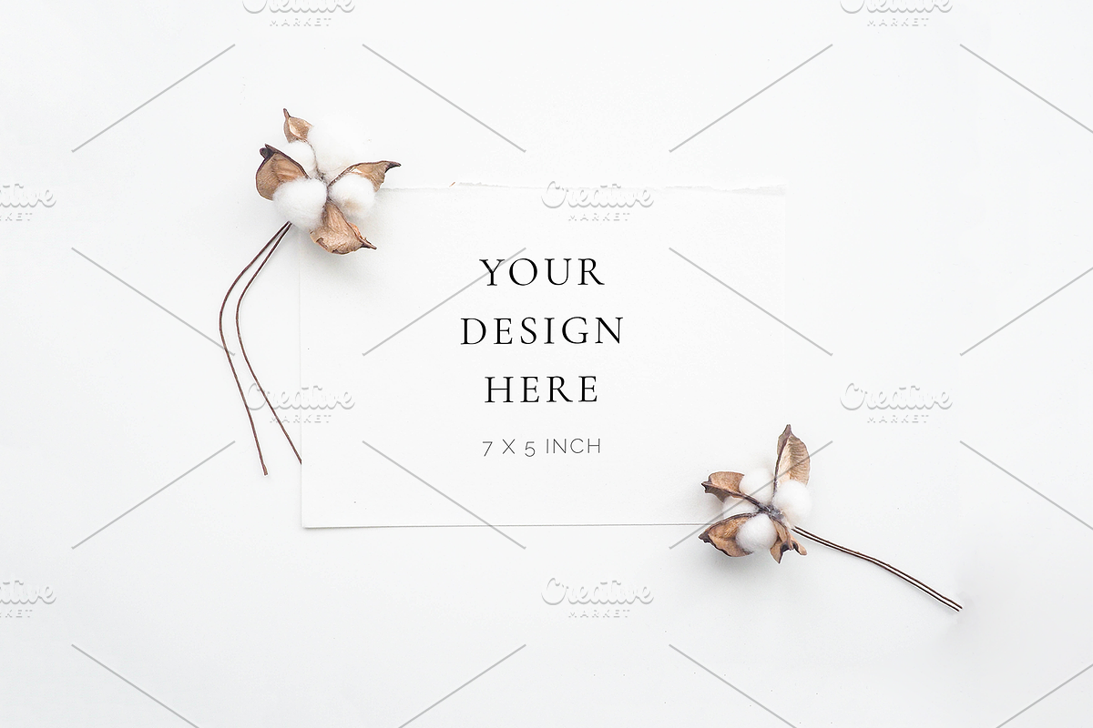 Cotton Flower Stationery Mockup in Print Mockups - product preview 8