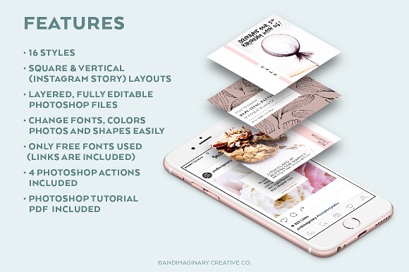 RoseGold Square & Story Templates in Instagram Templates - product preview 1