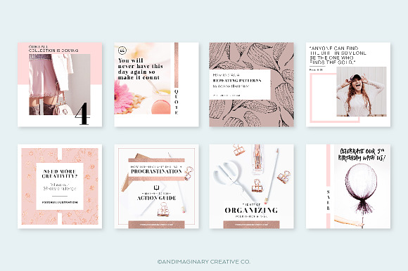 RoseGold Square & Story Templates in Instagram Templates - product preview 5