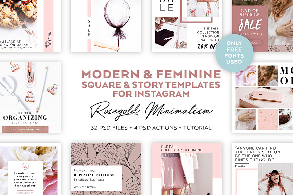 RoseGold Square & Story Templates in Instagram Templates - product preview 12