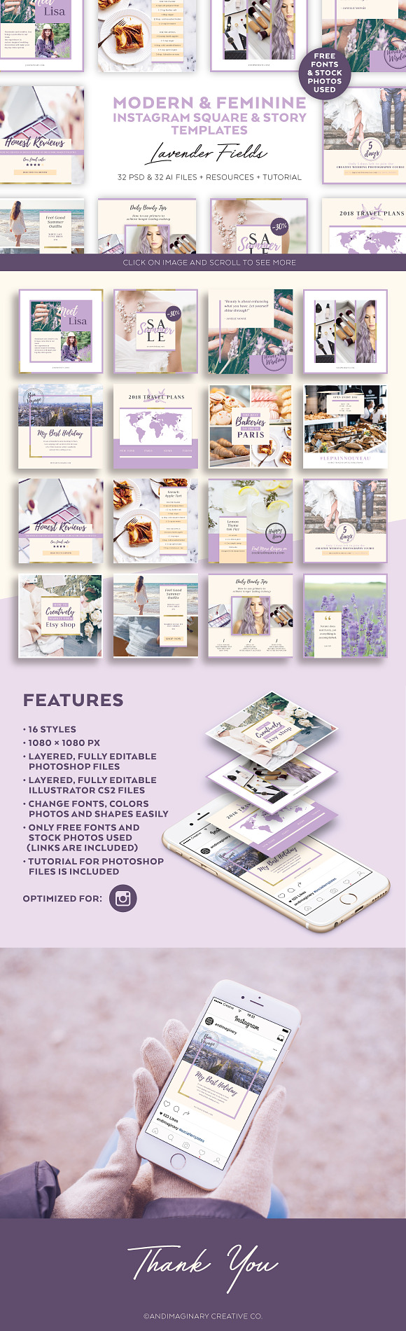 Lavender Field INSTAGRAM BANNER pack in Instagram Templates - product preview 8