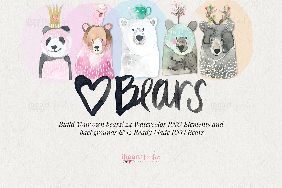 Bears Watercolor in Illustrations - product preview 8
