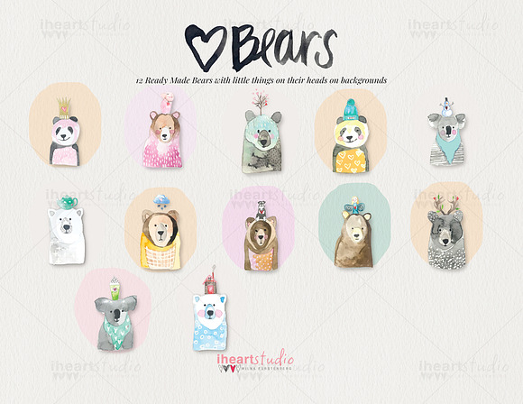 Bears Watercolor in Illustrations - product preview 1