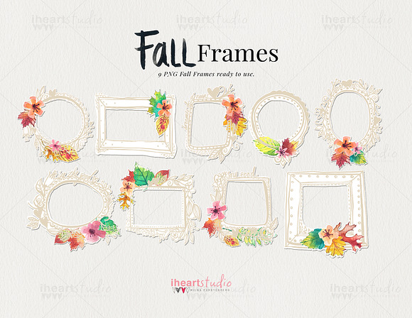 Fall Frames Watercolors in Illustrations - product preview 1