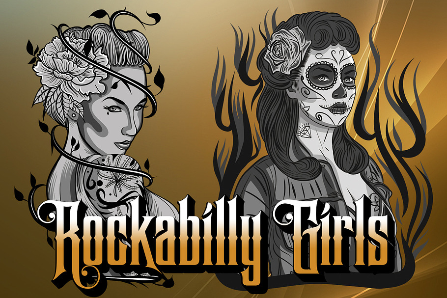 Rockabilly Girls - Vector Art