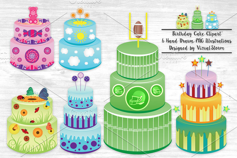 Birthday Party Cake Illustrations