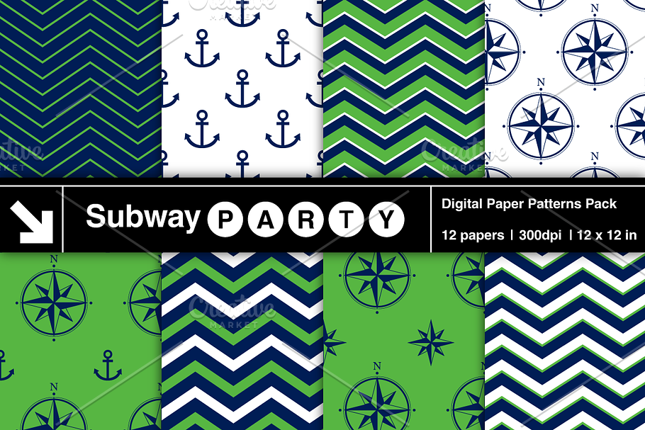 Nautical Navy & Green Papers v2 in Patterns - product preview 8