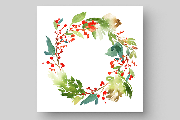 Christmas set with floral elements in Postcard Templates - product preview 3