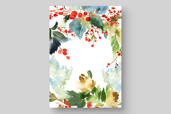 Christmas set with floral elements in Postcard Templates - product preview 7