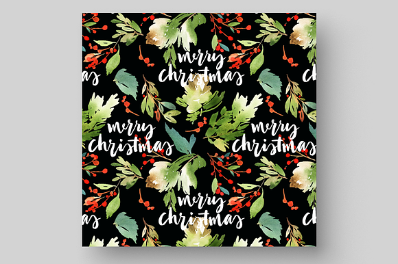 Christmas set with floral elements in Postcard Templates - product preview 12