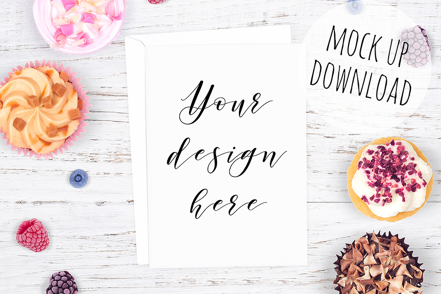 Card Mockup With Cupcakes in Print Mockups - product preview 8