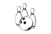 Bowling engraving vector illustration