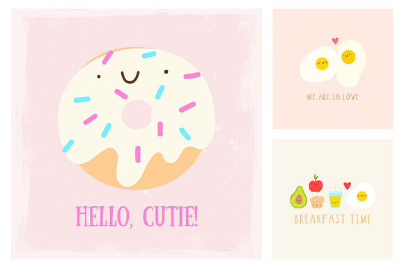 Breakfast - Cute food characters in Illustrations - product preview 3