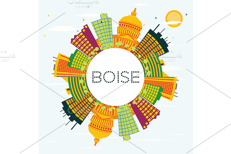 Boise USA Skyline  in Illustrations - product preview 8