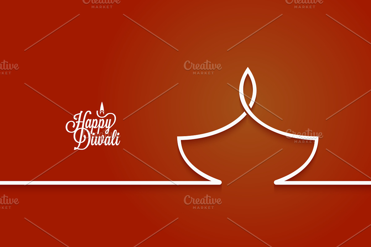 Diwali lamp logo line design in Illustrations - product preview 8