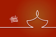 Diwali lamp logo line design