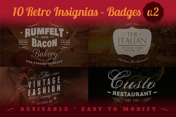 10 Retro Insignias - Badges v.2 in Objects - product preview 4