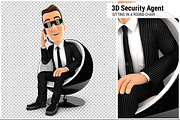 3D Security Agent Sitting in a Chair